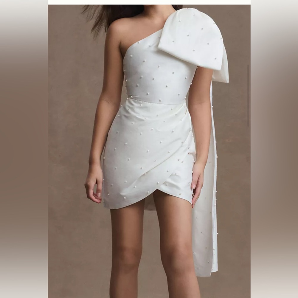 Sachin & Babi Pippa One-Shoulder Pearl-Embellished Mini (size - 2). Like new.